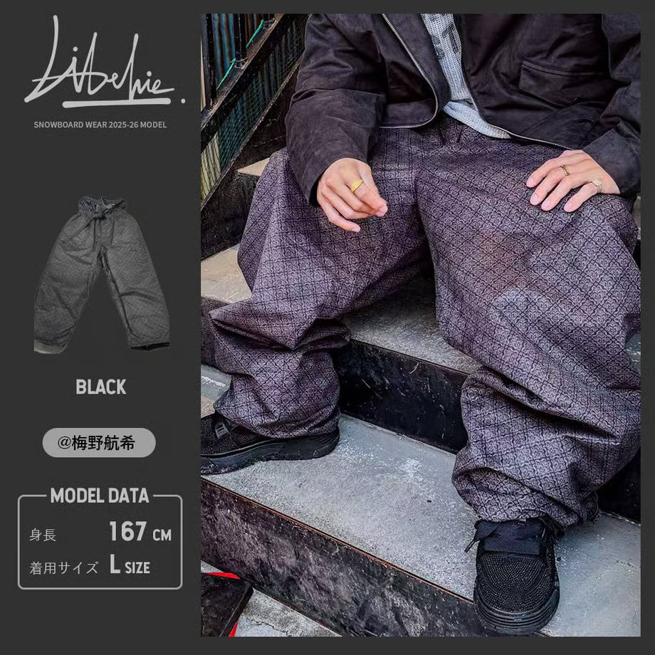 25-26 Libelice リベリス スノボウェア パンツ ダマスク柄 L 25-26 Libelice リベリス スノボウェア パンツ ダマスク柄 L